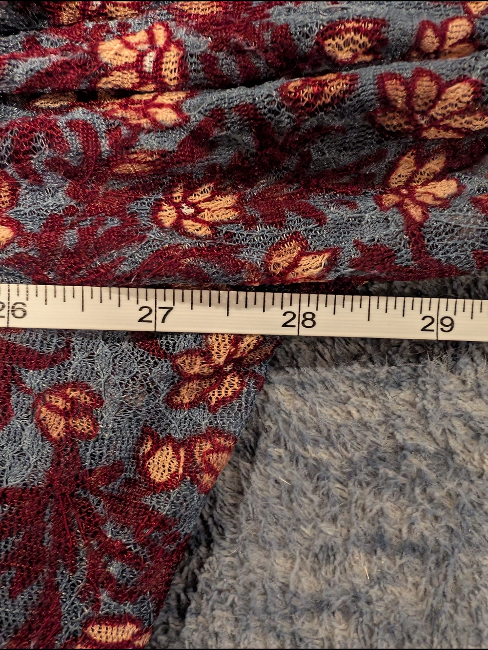LOGO by Lori Goldstein 1X Blue and Burgundy Floral Tunic Top - Picture 9 of 10